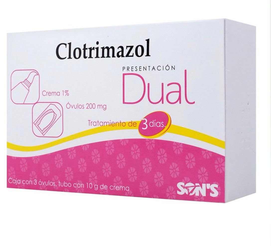 Clotrimazol dual crema 10 g  y 3 óvulos 200 mg