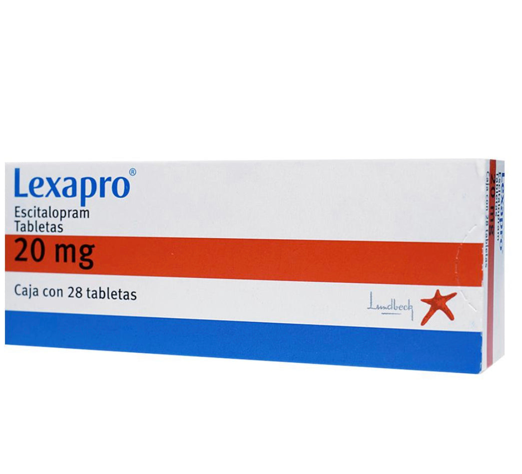 Lexapro Escitalopram 20 mg con 28 tabletas