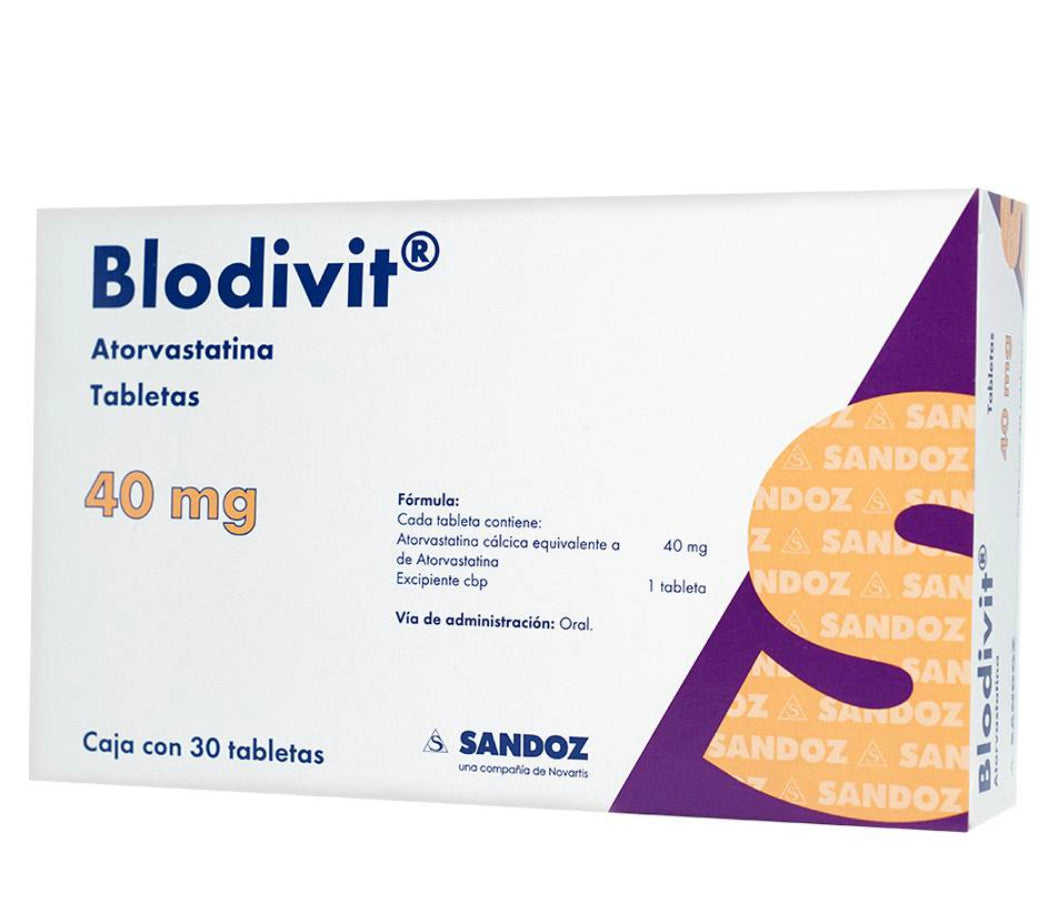 Blodivit Atorvastatina 40 mg con 30 tabletas