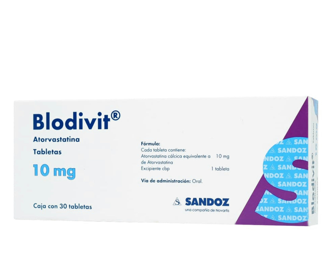 Blodivit Atorvastatina 10 mg con 30 tabletas