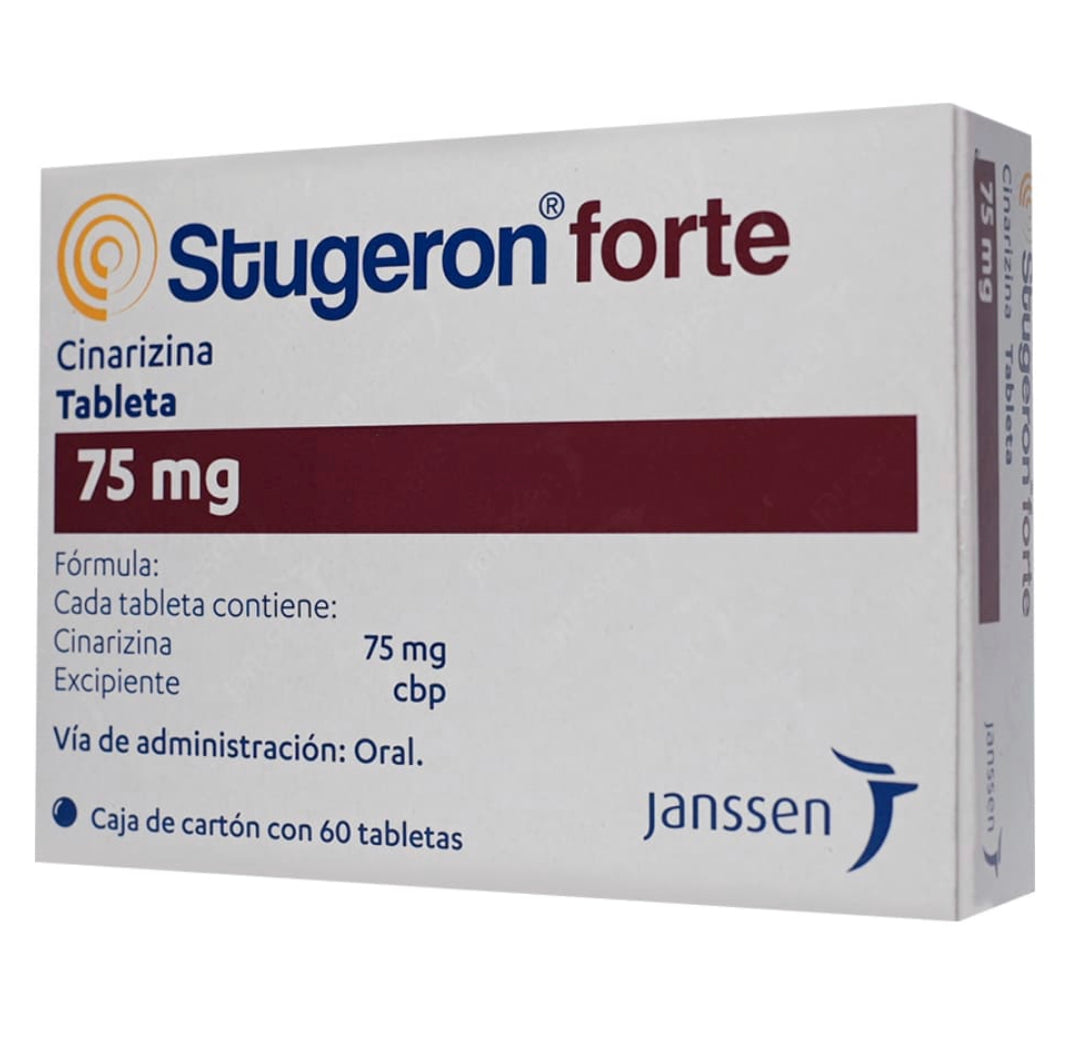 Stugeron Forte Cinarizina 75 mg con 60 tabletas