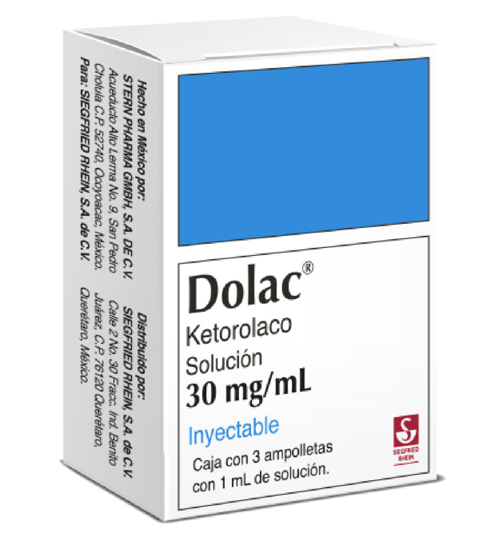 Dolac Ketorolaco 30 mg/ml inyectable con 3 ampolletas