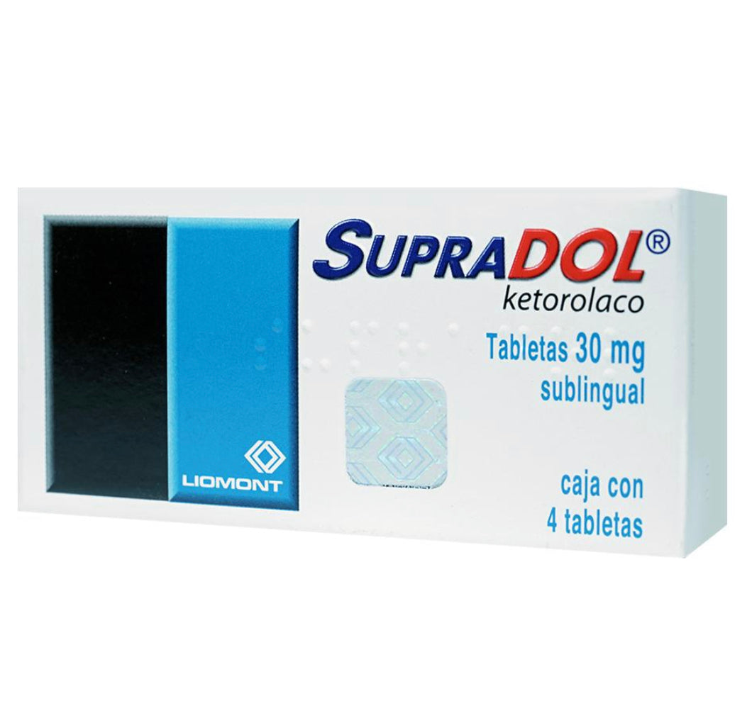 Supradol Ketorolaco 30 mg sublingual con 4 tabletas