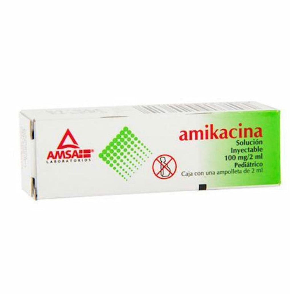 Amikacina 100 mg solución inyectable 2 ampolletas 2 ml Pediatrico