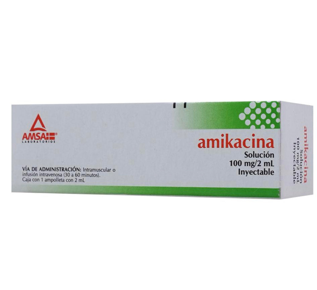 Amikacina 100 mg solución inyectable 1 ampolleta con 2 ml