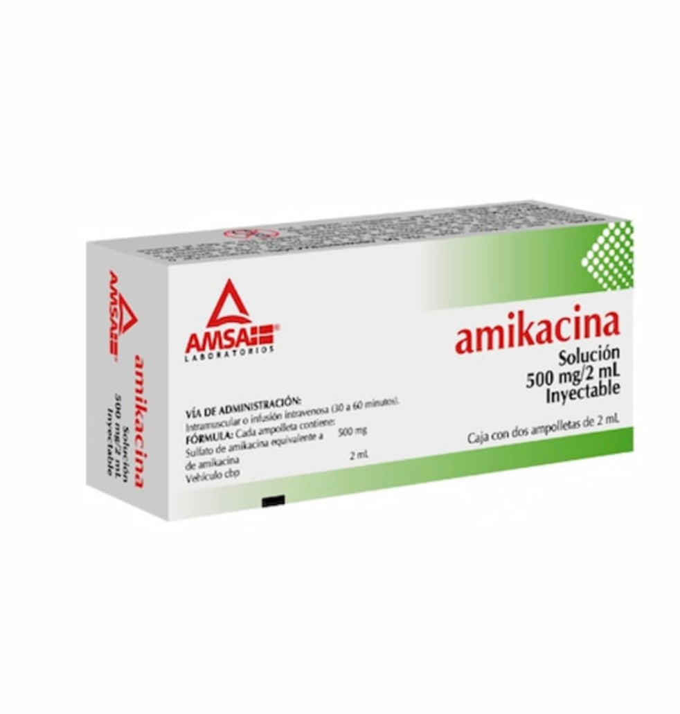 Amikacina IM 500 mg solución inyectable 2 ampolletas con 2 ml