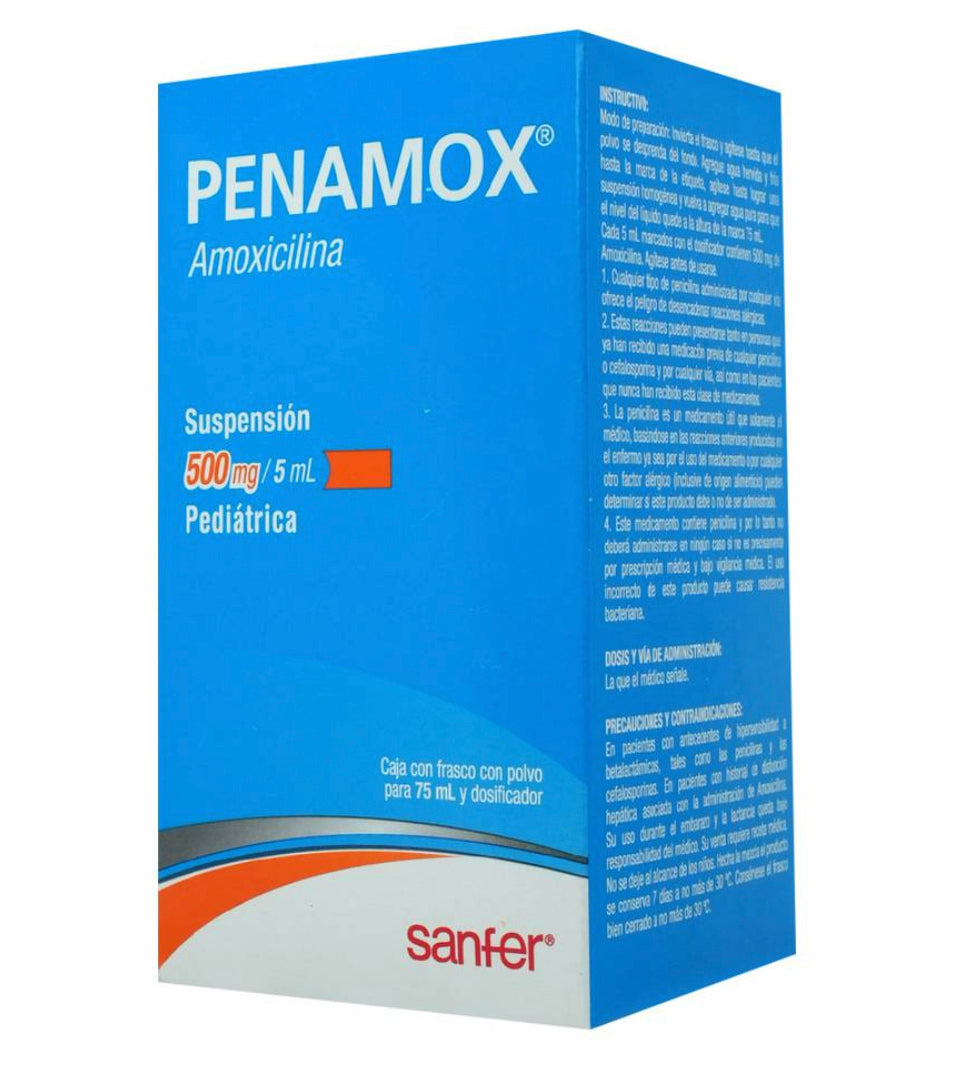 Penamox Amoxicilina 500 mg suspensión con 75 ml