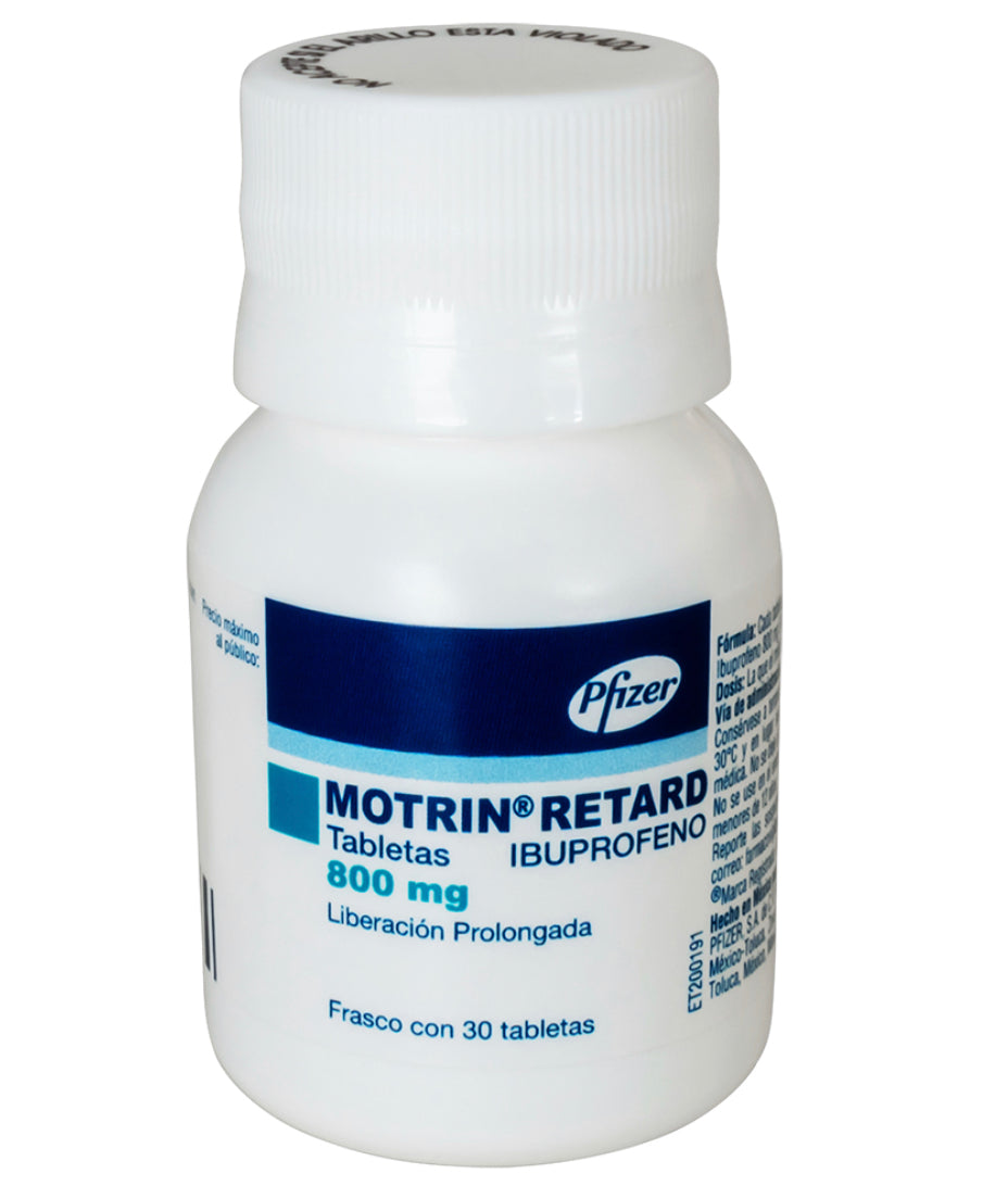 Motrin Retard Ibuprofeno 800 mg con 30 tabletas