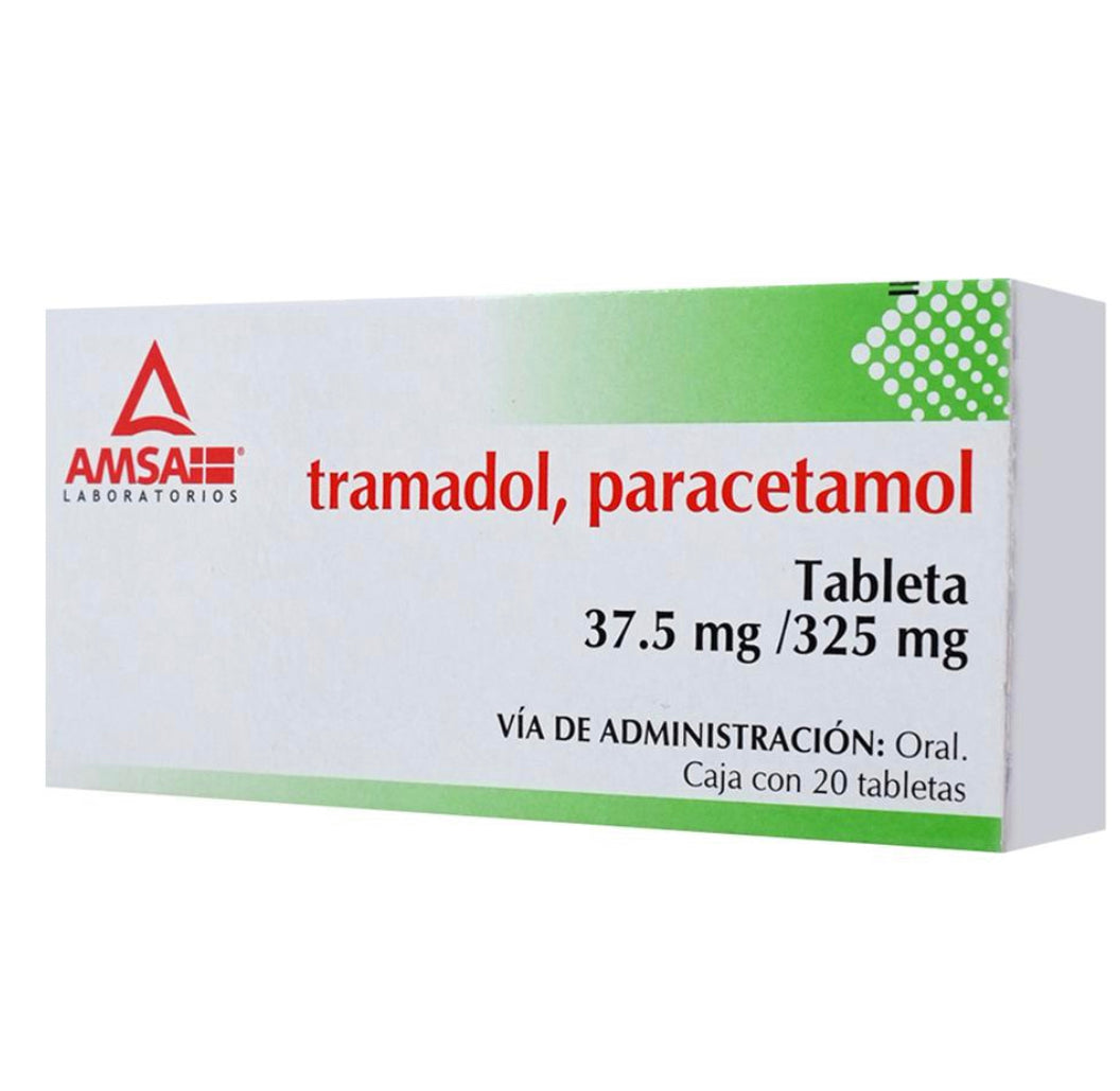 Tramadol / paracetamol 37.5 mg / 325mg caja con 20 tabletas