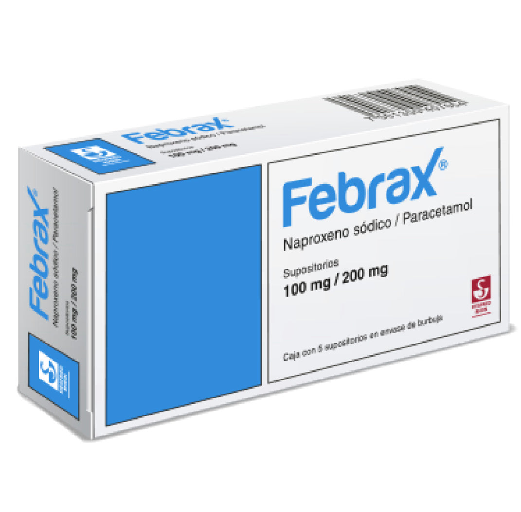 Febrax Naproxeno/Paracetamol 100/200 mg 5 supositorios