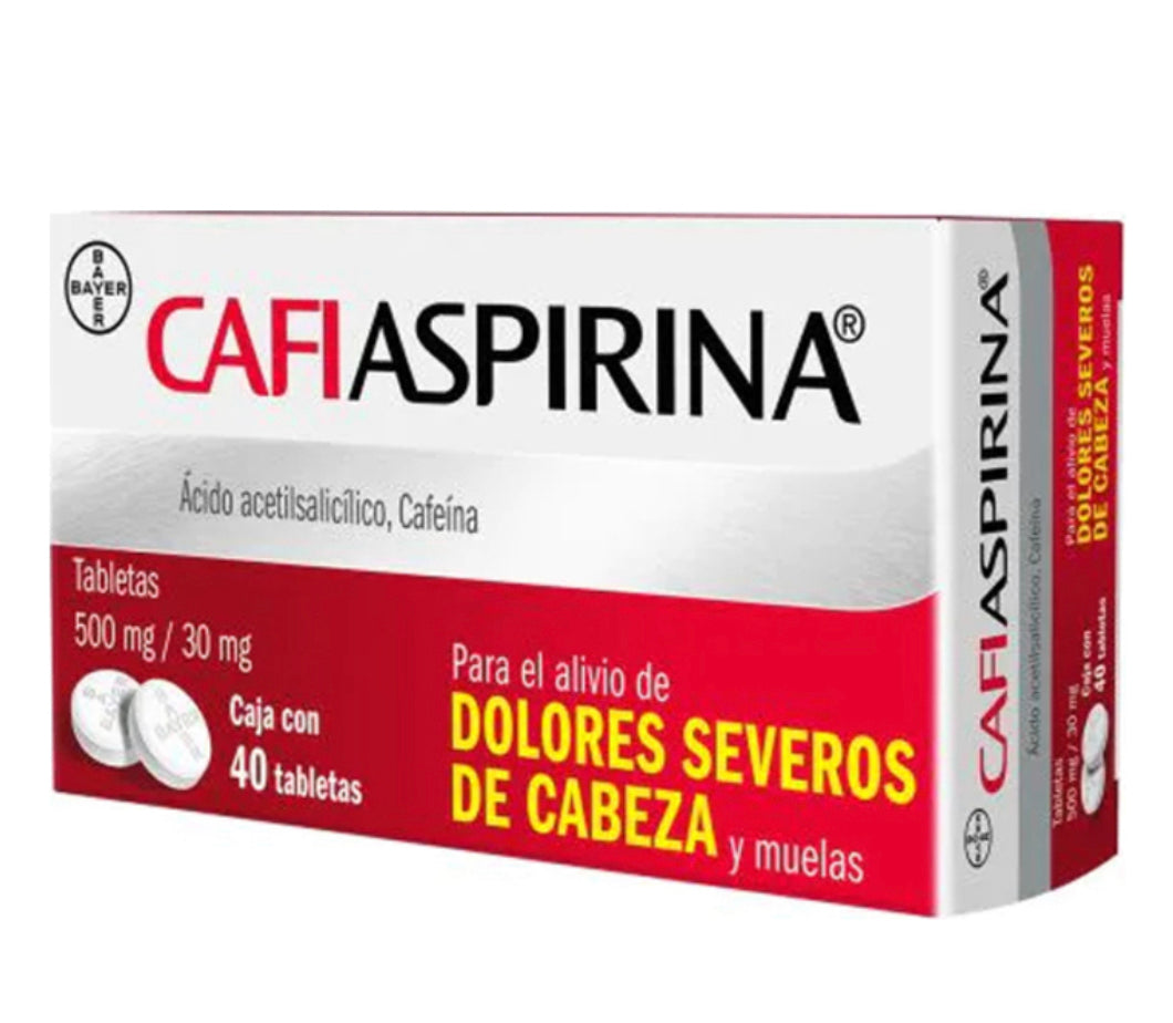 Cafiaspirina Acido Acetilsalicílico/Cafeína 500/30 mg con 40 tabletas