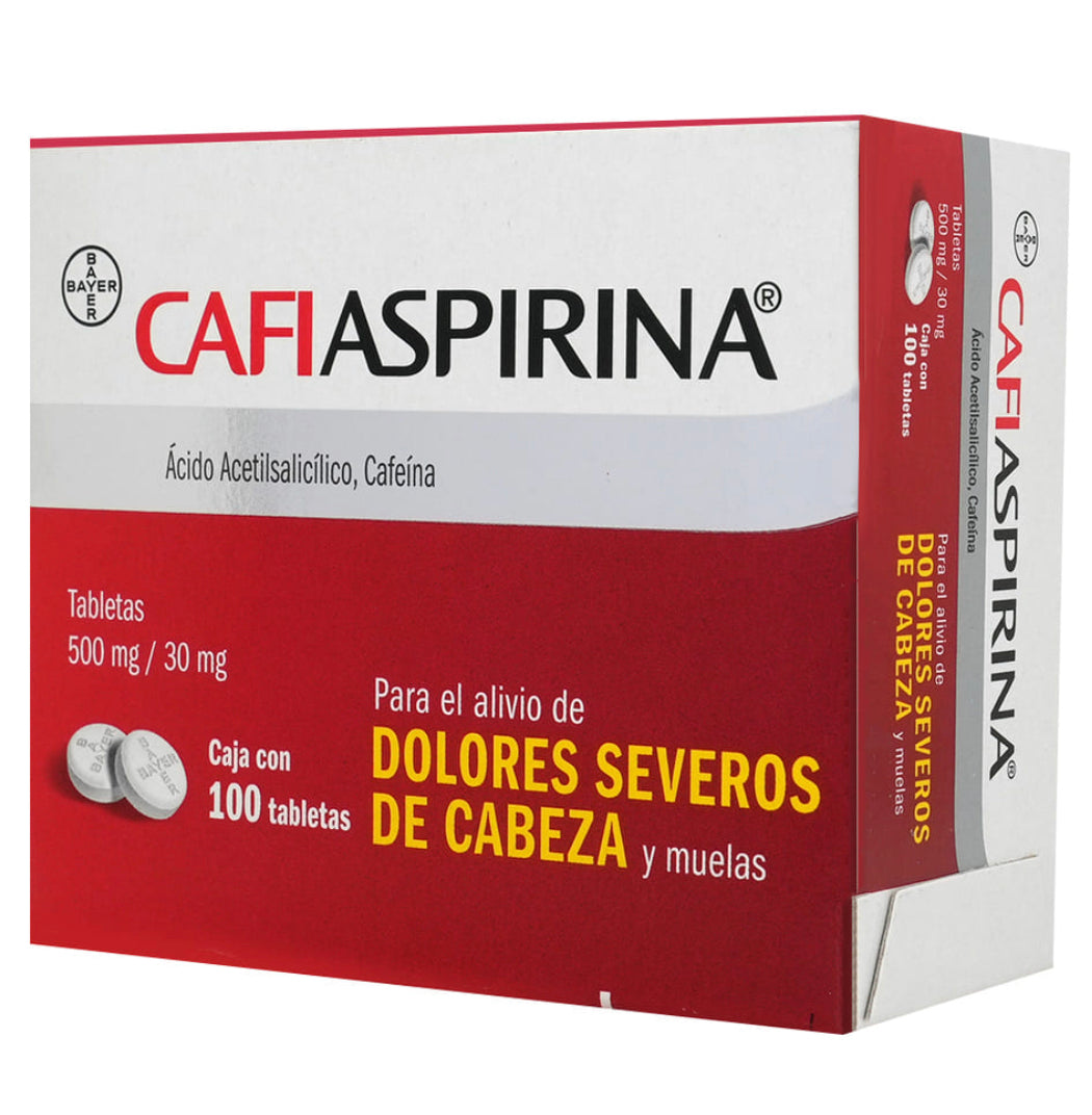 Cafiaspirina Acido Acetilsalicílico/Cafeína 500/30 mg con 100 tabletas