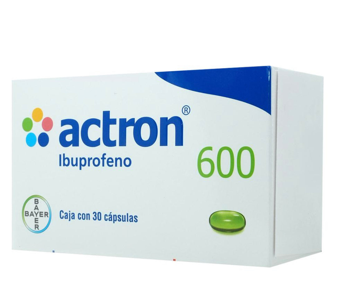 Actron Ibuprofeno 600 mg con 30 cápsulas de gel