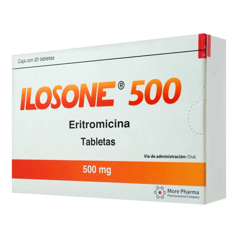 Ilosone Eritromicina 500 Mg 20 Tabletas