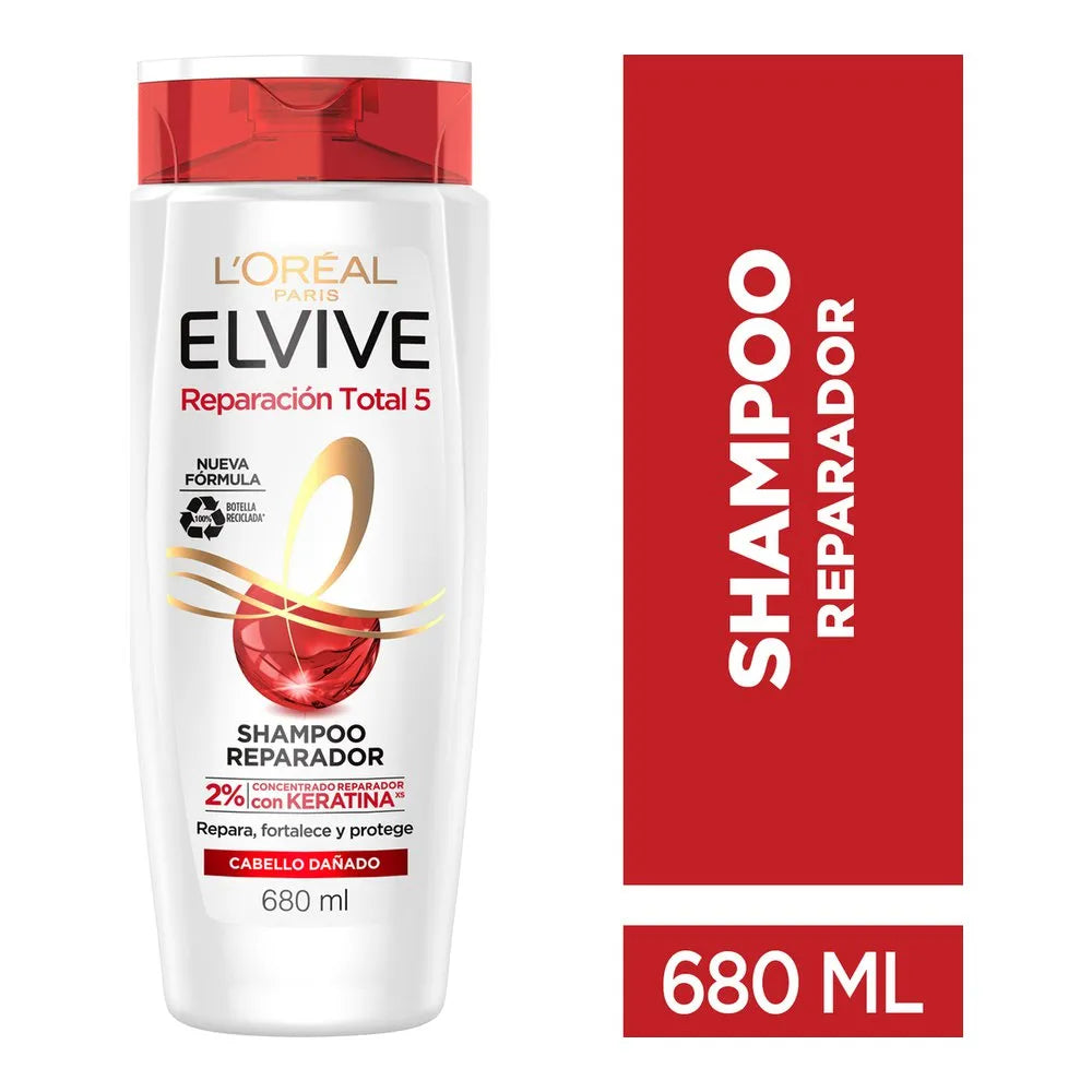 Shampoo L'Oréal Paris Elvive Reparación Total 5 Cabello Dañado 680 Ml