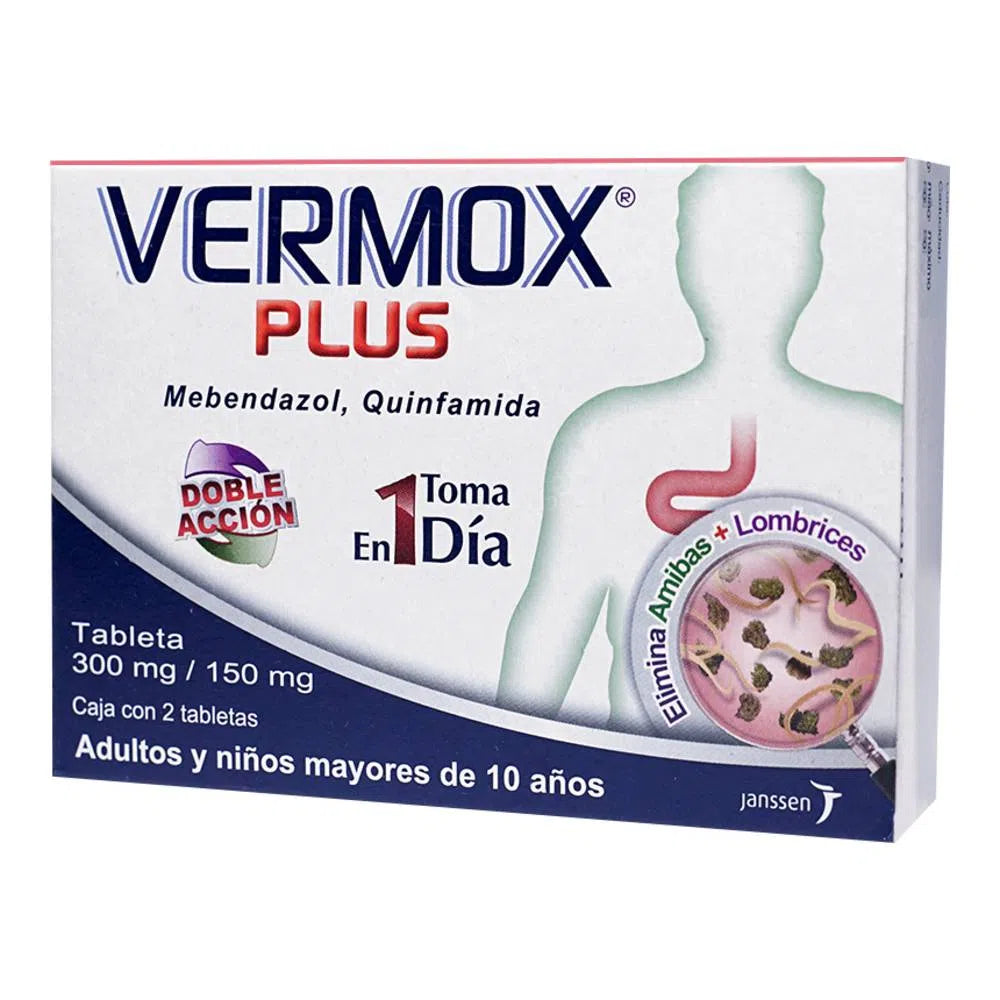 Vermox Plus 2 Tabletas 300 / 150 Mg