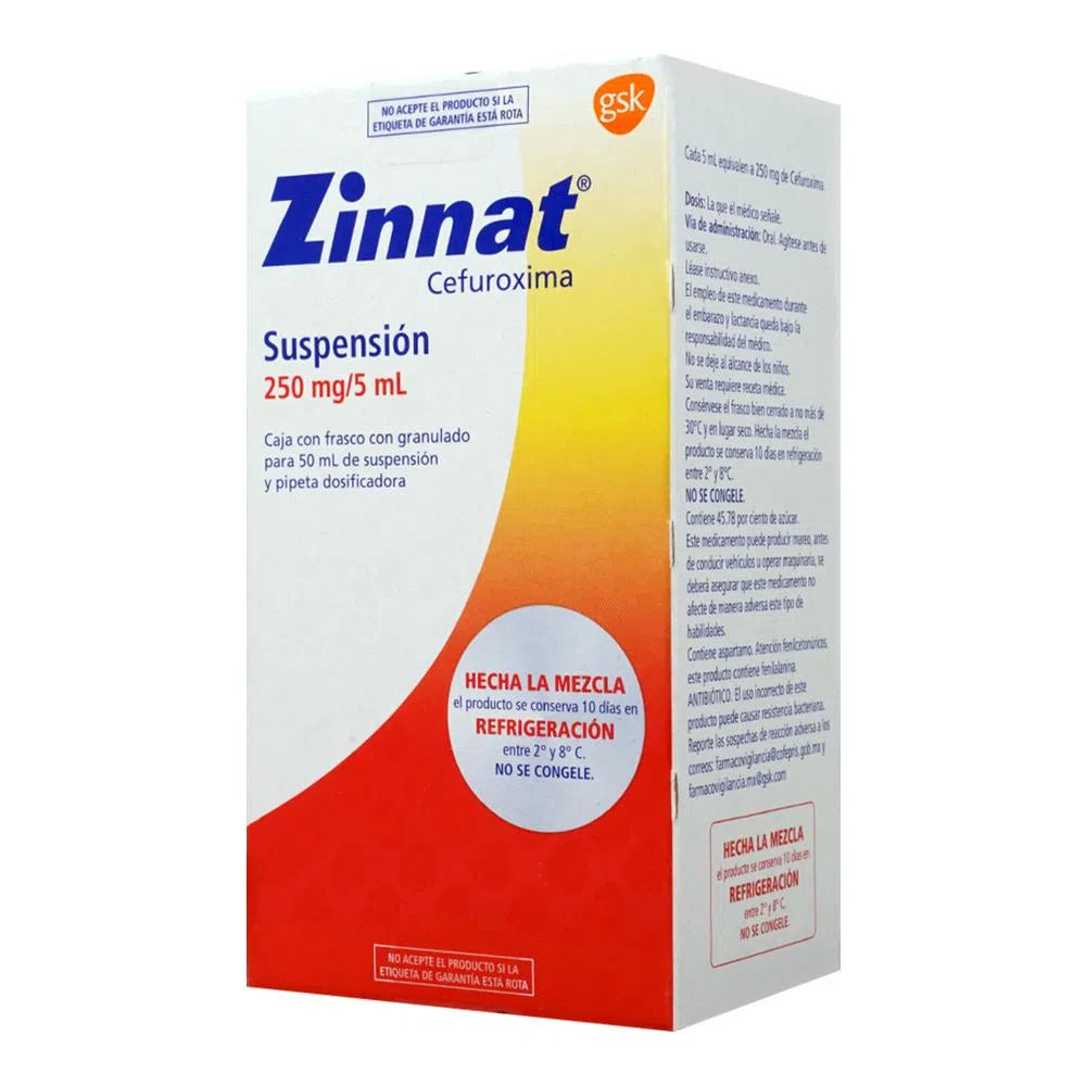 Zinnat Suspensión 50 ml Cefuroxima 250 mg / 5 ml