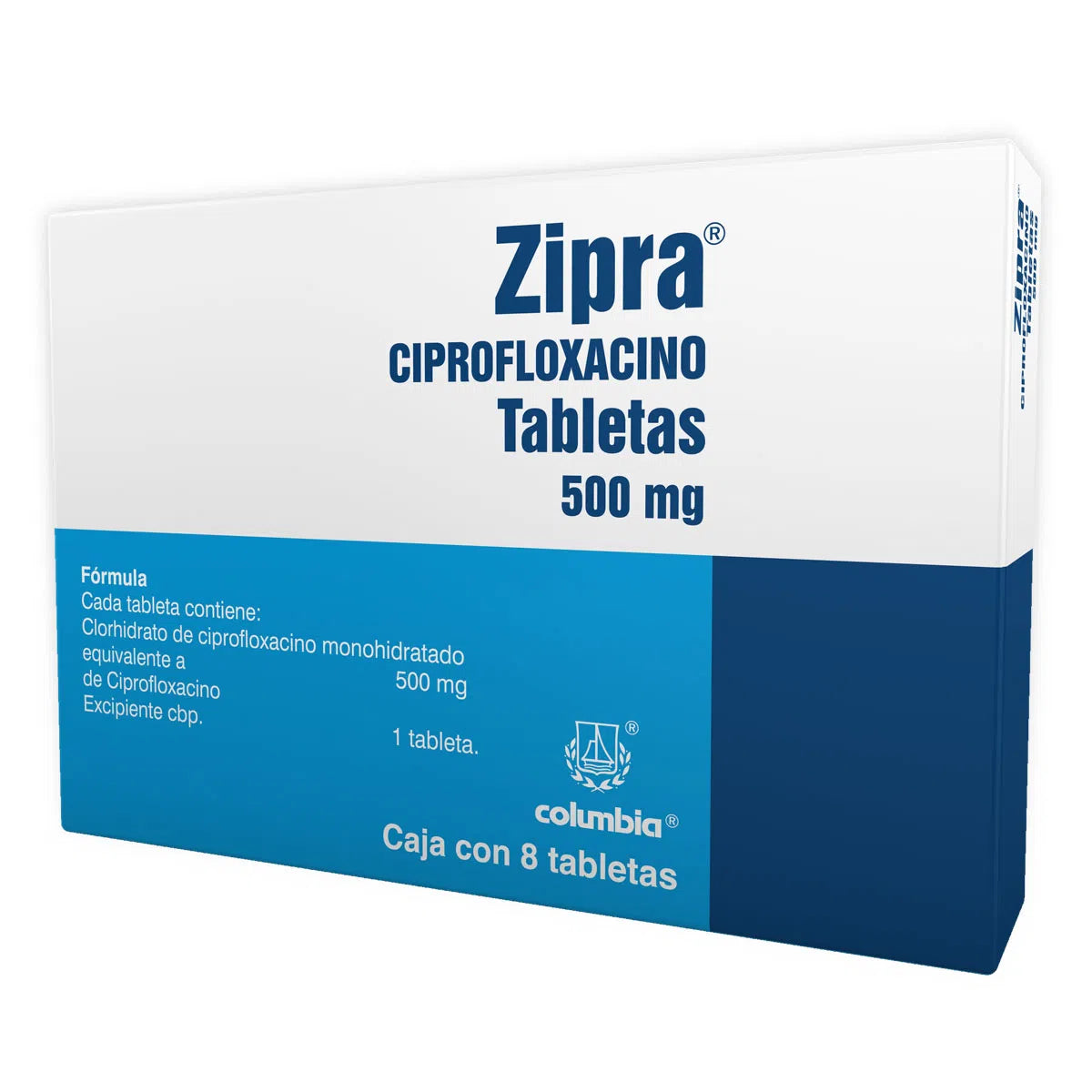 Zipra Ciprofloxacino 500 mg con 8 tabletas